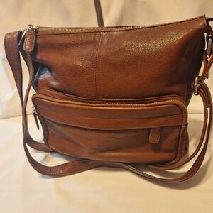 The Trend all Leather crossbody shoulder bag EUC Brown